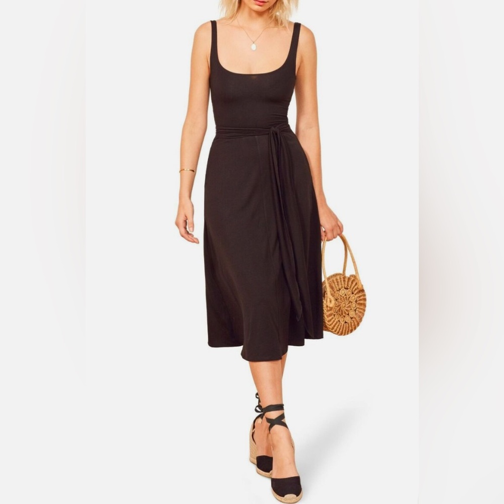 Reformation Waist Tie Jersey Midi Dress Size M
